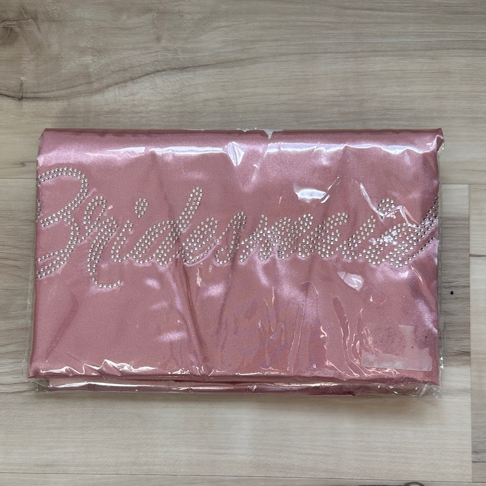 Pink Bridesmaid Robe with Rhinestones Lettering